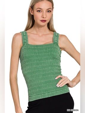 Zenana Seamless Winkle Stone Washed Tank Top🆕